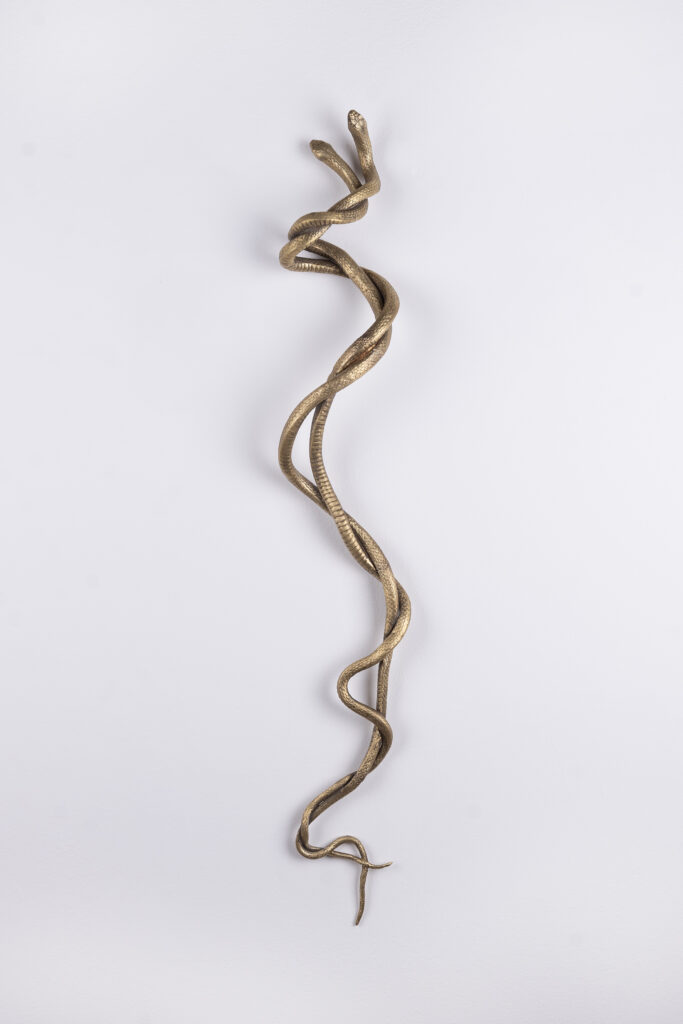 Ulrich und Agathe, 2022, lost-wax cast brass, 85 × 15 × 8 cm