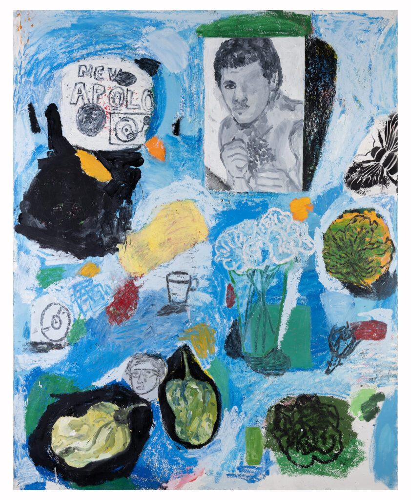 New Apolo, 2026, acrylic, oil, oil stick on paper, 149 × 121 cm