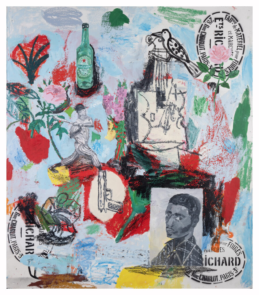 Yankee Player 2, 2026, acrylic, oil, oil stick on paper, 137.5 × 121 cm